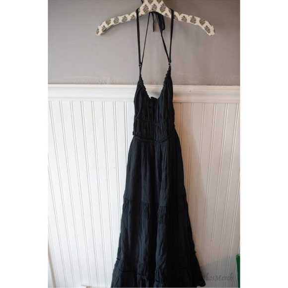 New Free People Taking Sides Maxi Dress Summer Sun Beach Halter in Black XL - Picture 5 of 10
